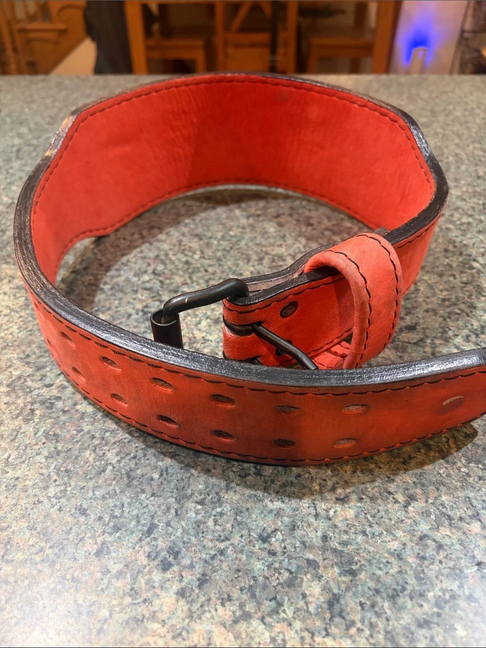 Inaka Power 10mm Red Leather Lifting Belt with Double Buckle